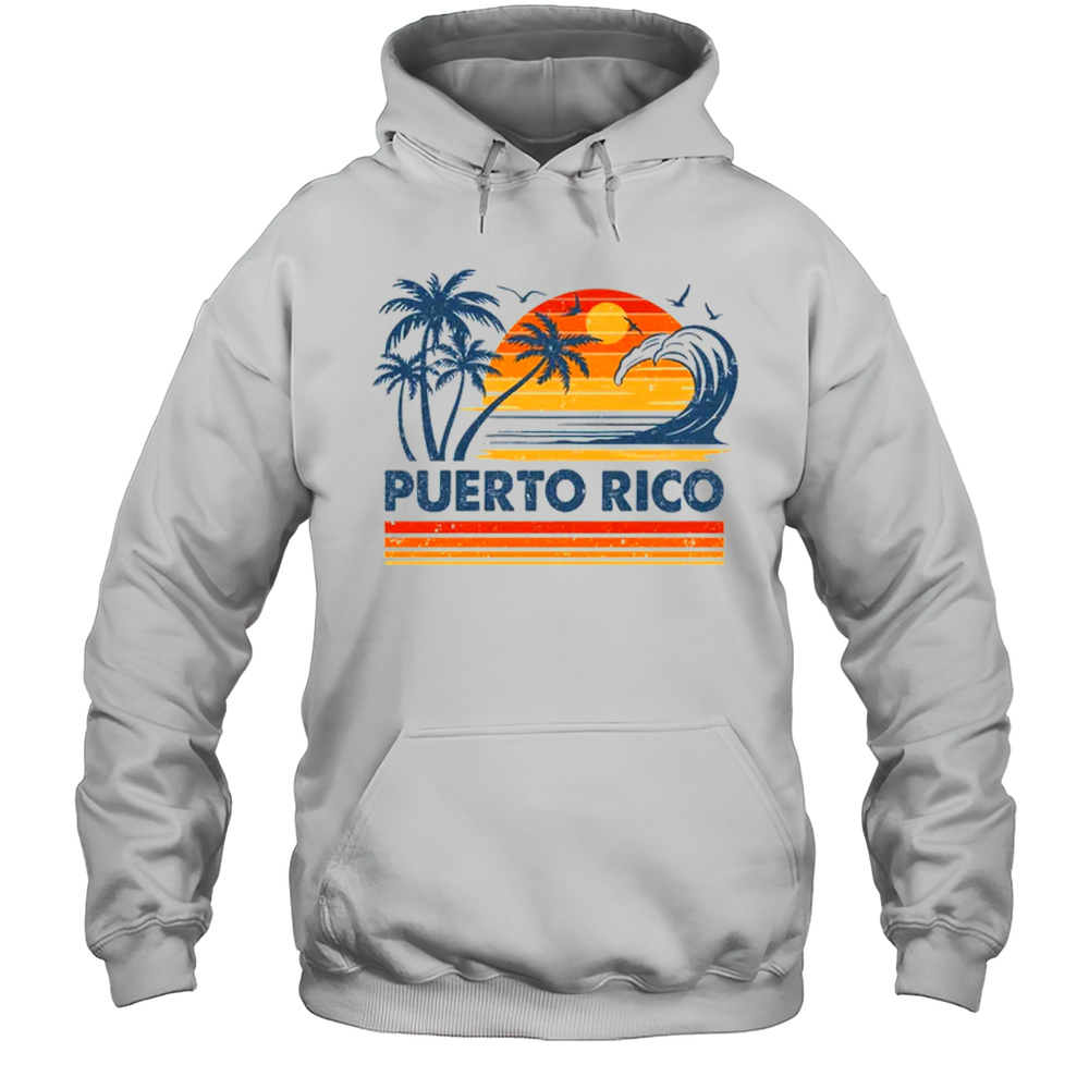 Puerto Rico Vacation Sunset Cute 70s Vintage Retro Beach Shirt Unisex Hoodie