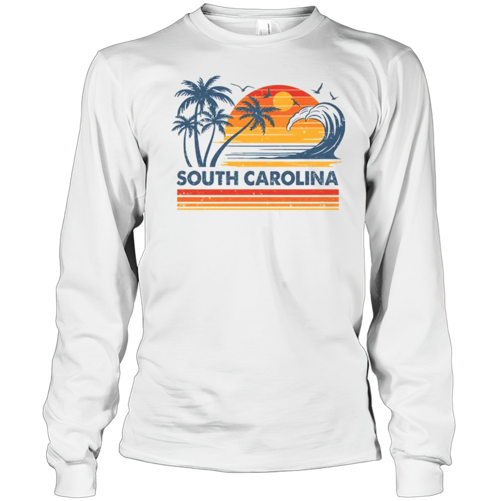 South Carolina Vacation Sunset Cute 70s Vintage Retro Beach Shirt Long Sleeved