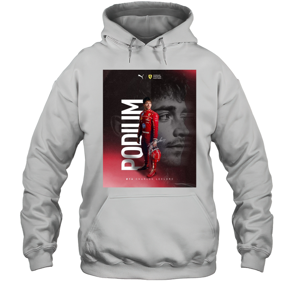 Charles Leclerc First Podium Of The Season Scuderia Ferrari HP Signature Poster T-shirt Unisex Hoodie