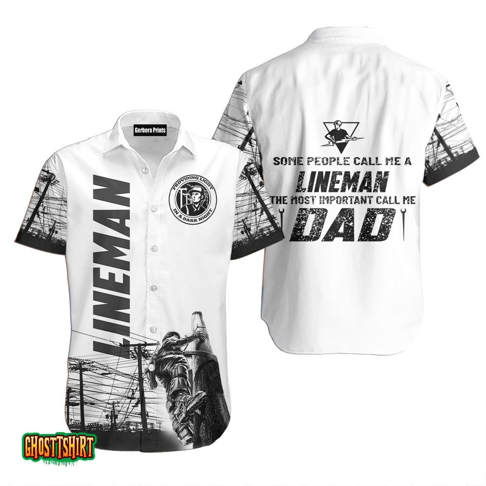 Cool Black White Lineman Aloha Hawaiian Shirt Cool Black White Lineman Aloha Hawaiian Shirt