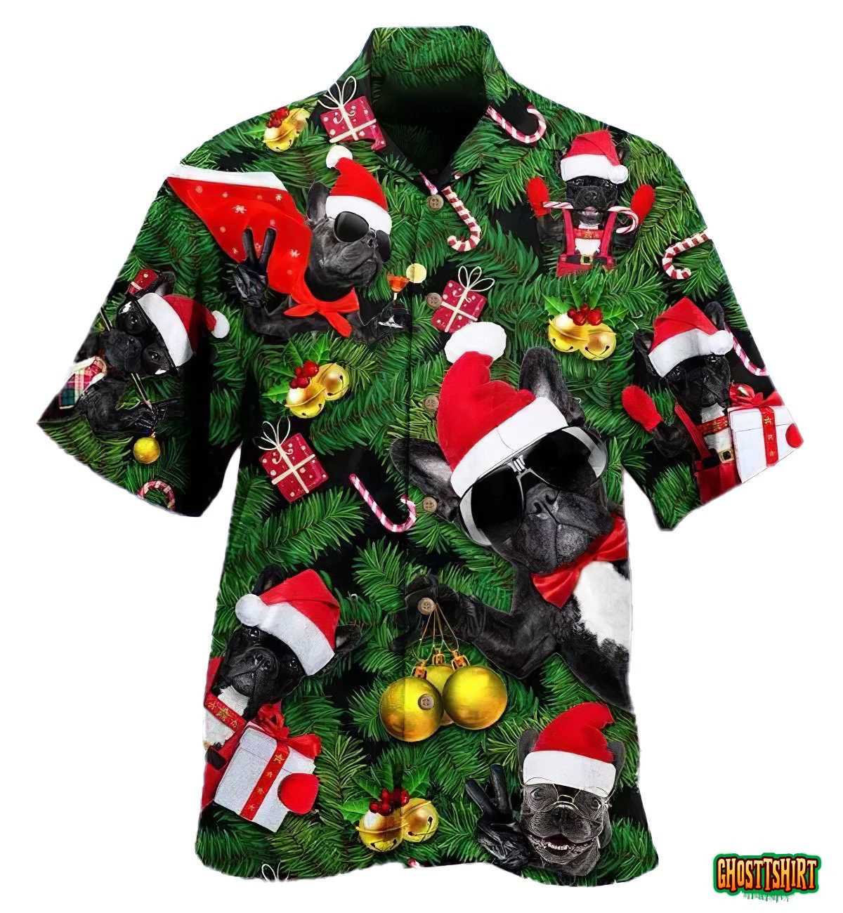 Cool Christmas French Bulldog Christmas Tree Christmas Hawaiian Shirt Cool Christmas French Bulldog Christmas Tree Christmas Hawaiian Shirt