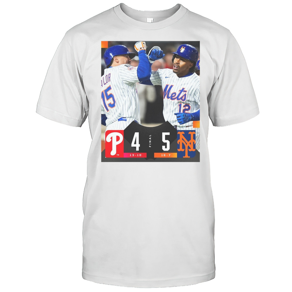 Francisco Lindor New York Mets Win Philadelphia Phillies Final Score 5  4 Poster T-shirt