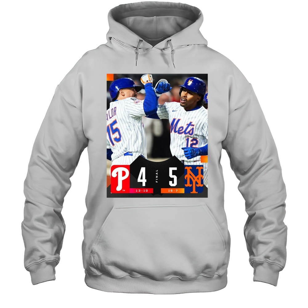 Francisco Lindor New York Mets Win Philadelphia Phillies Final Score 5  4 Poster T-shirt Unisex Hoodie