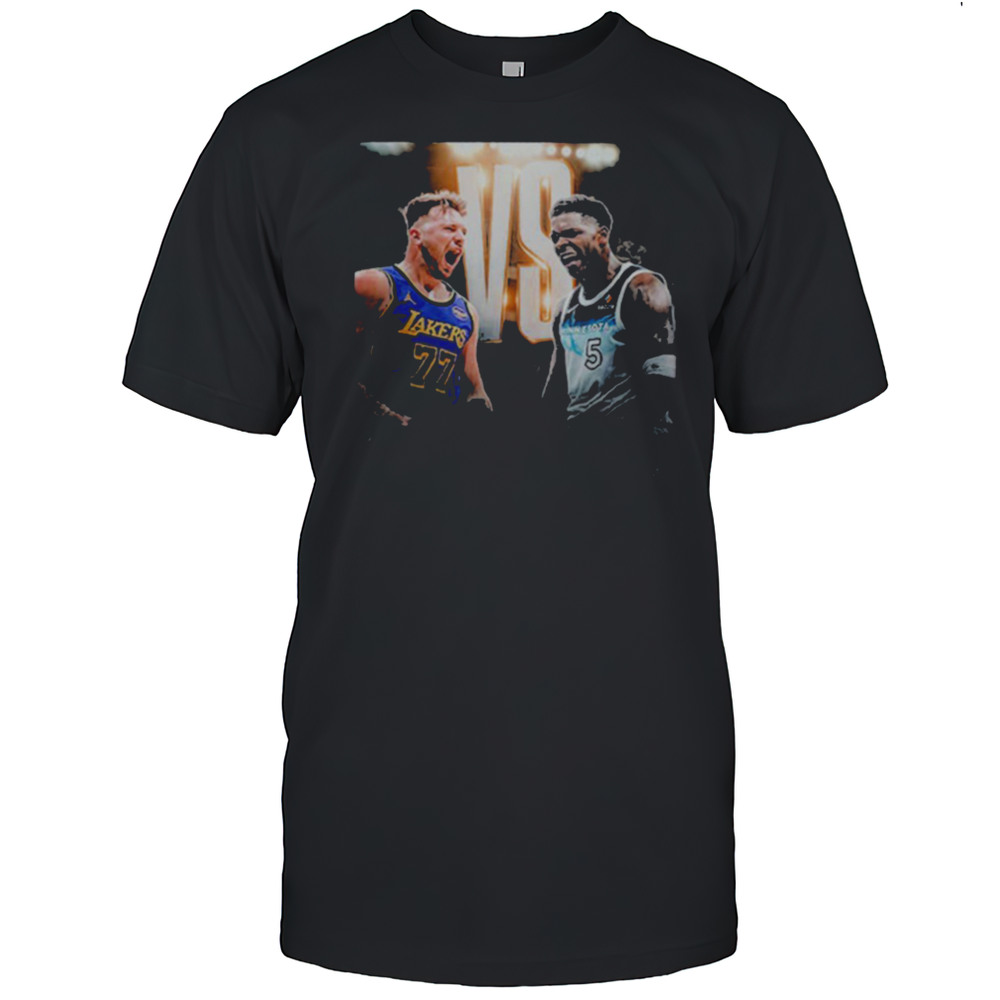 Luka Doncic Los Angeles Lakers Vs Anthony Edwards Minnesota Timberwolves In NBA Playoff 2025 On April 19 T Shirts