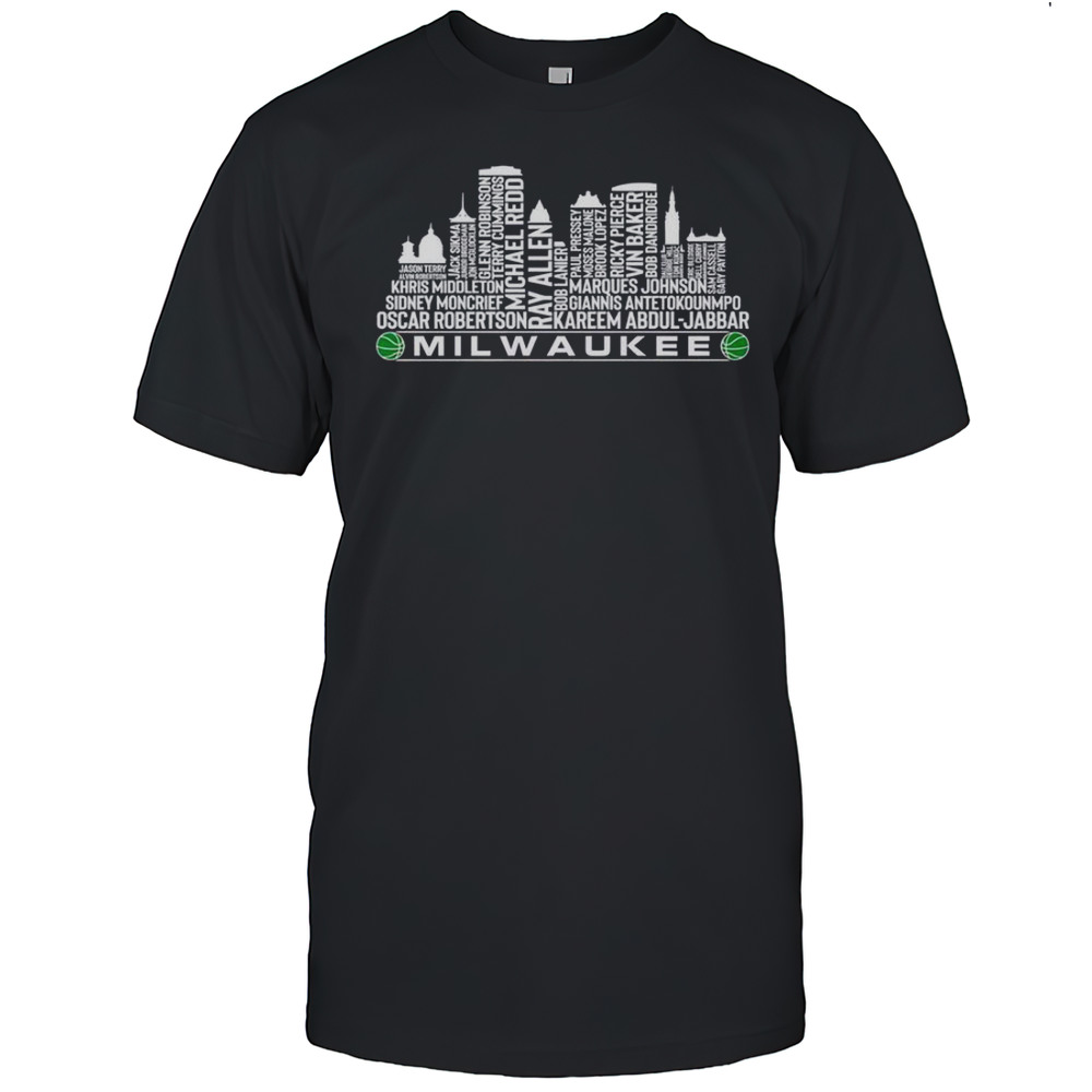 Milwaukee Basketball Team All Time Legends Milwaukee City Skyline T-Shirt