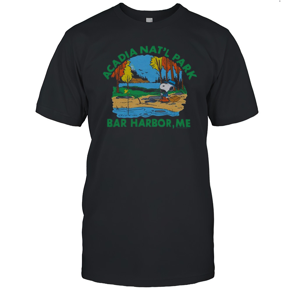 Peanuts Snoopy X Acadia National Park Bar Harbor Me 2025 Retro Painting T-shirt