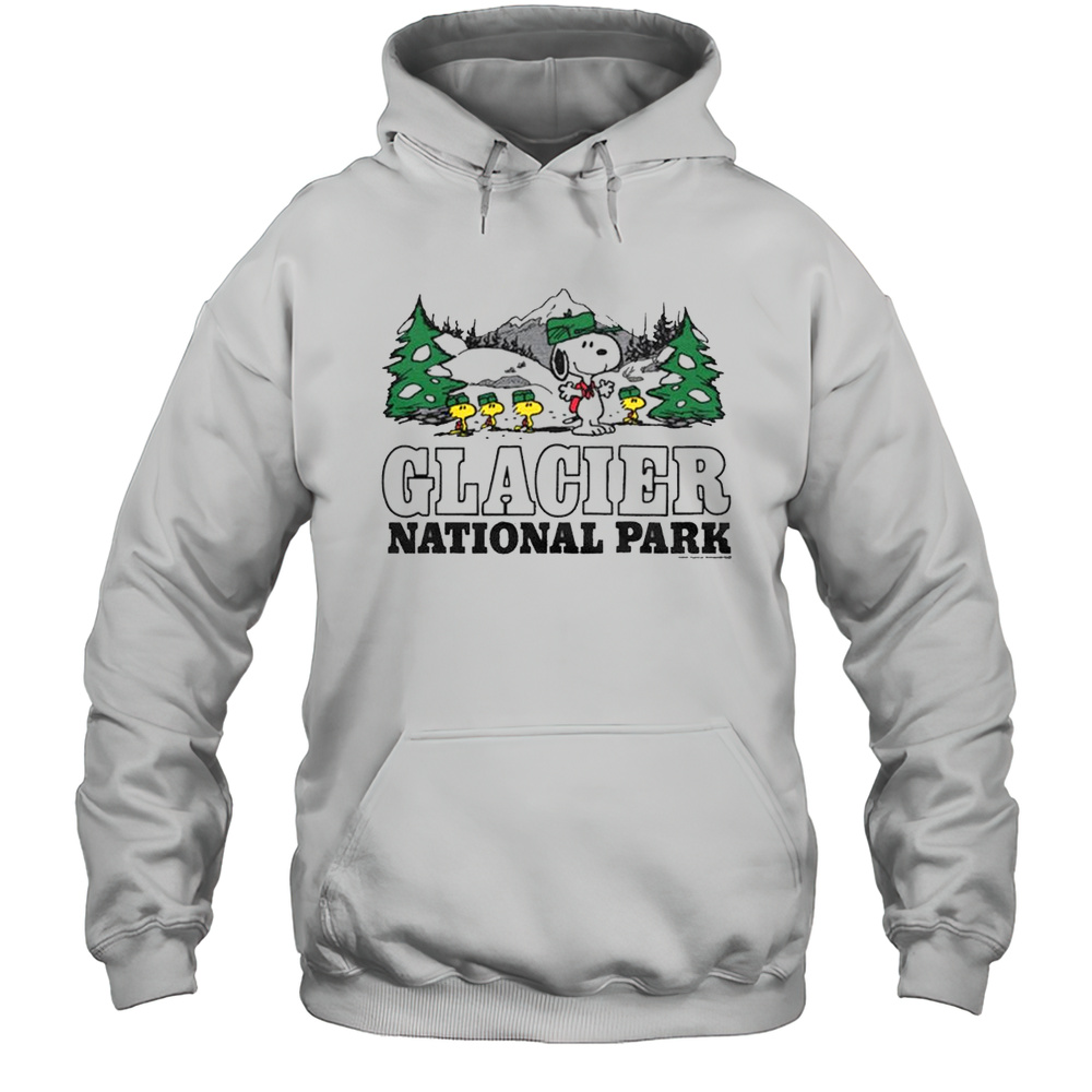 Peanuts Snoopy X Glacier National Park 2025 Retro Painting T-shirt Unisex Hoodie