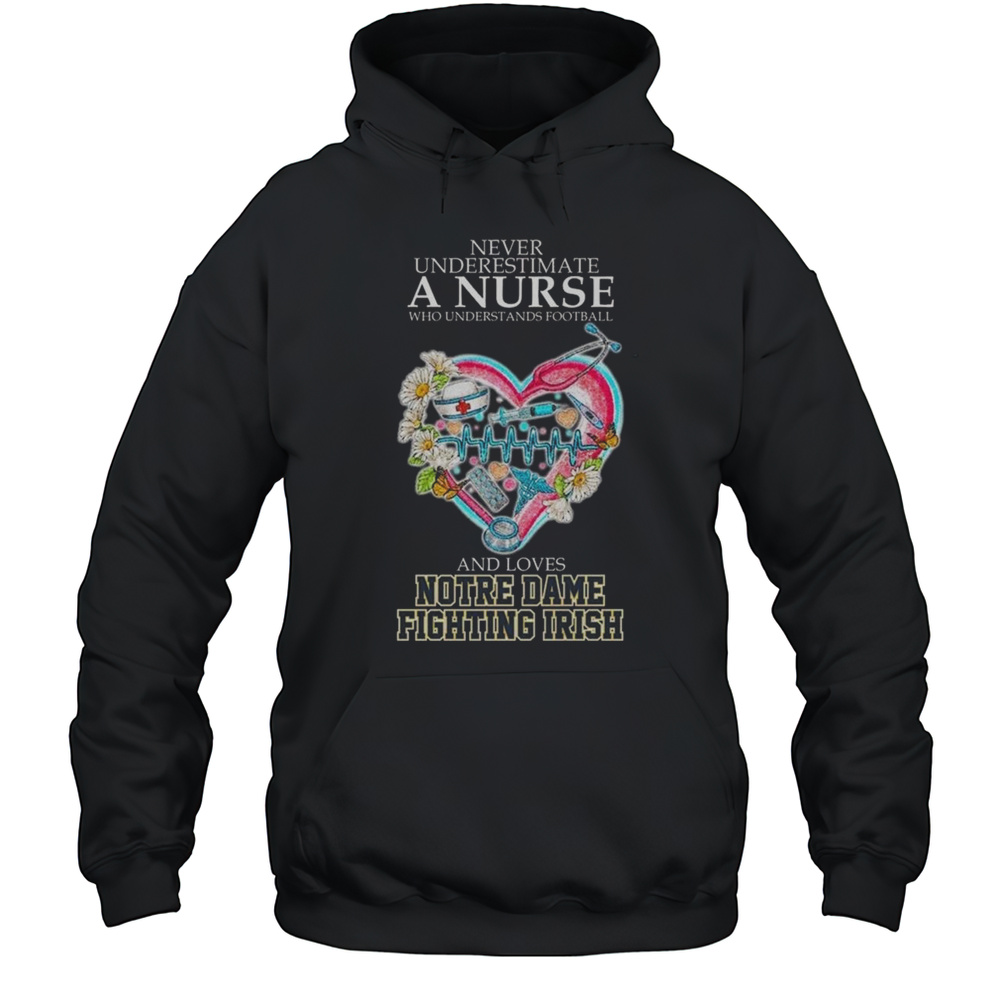 Notre Dame Fighting Irish Never Underestimate A Nurse Who Understand Football 2025 Shirt Unisex Hoodie