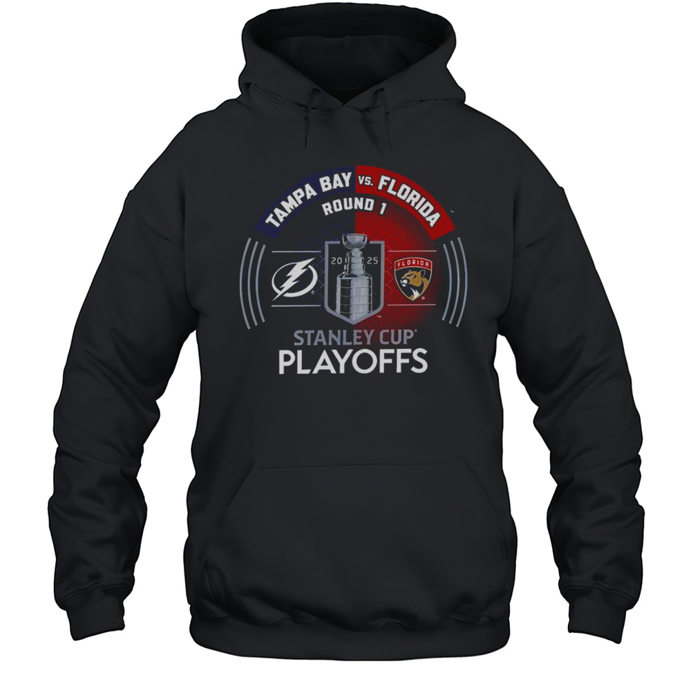 Tampa Bay Lightning Vs Florida Panthers 2025 Stanley Cup Playoffs First Round Dueling Match-Up T-Shirt Unisex Hoodie