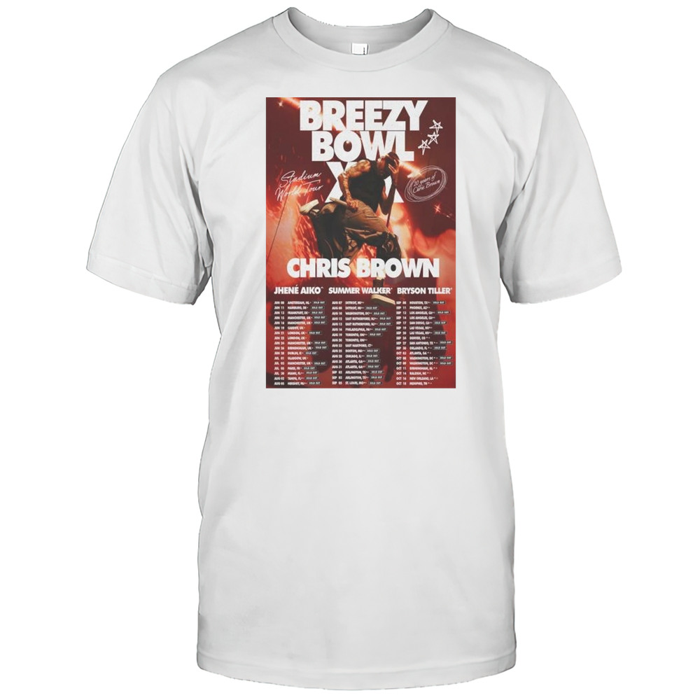 Chris Brown 20 Year Stadium World Tour 2025 Jhene Aiko Summer Walker T-shirt