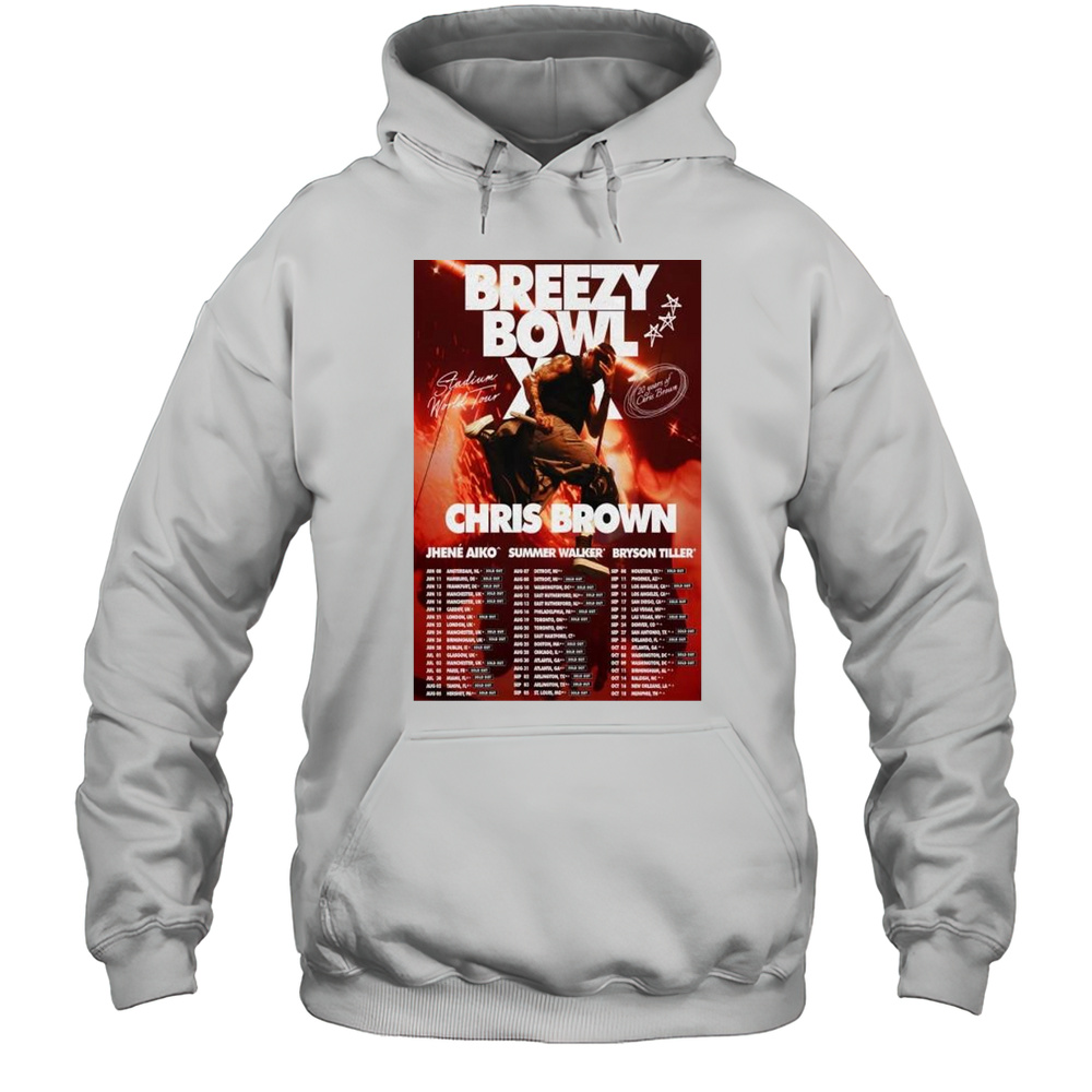 Chris Brown 20 Year Stadium World Tour 2025 Jhene Aiko Summer Walker T-shirt Unisex Hoodie