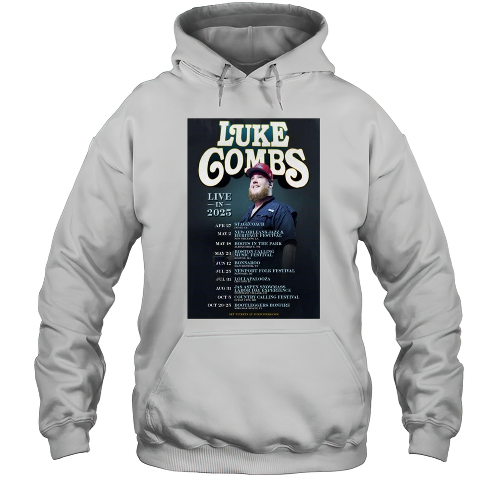 Luke Combs Live In 2025 Tour April 27 Stagecoach Indio CA T-shirt Unisex Hoodie
