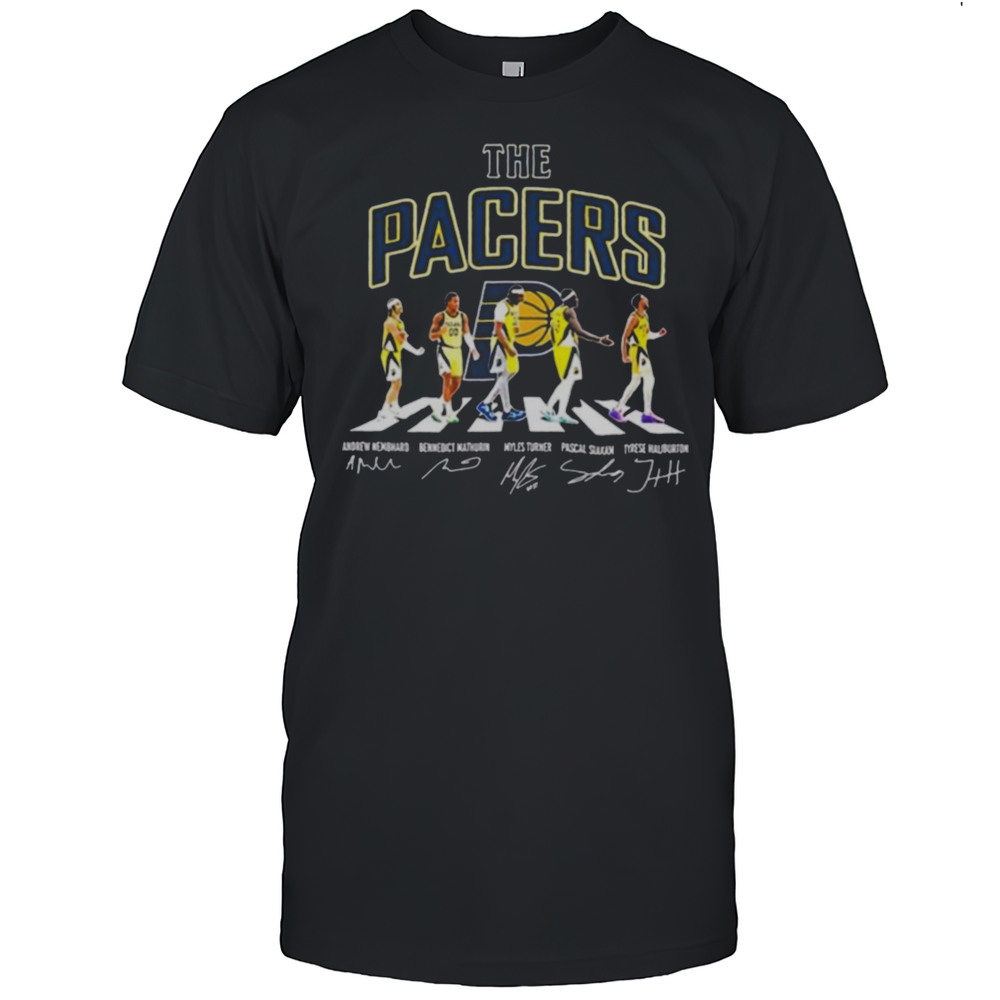 Indiana Pacers Starting 5 Players Walking Road Signatures Shirt