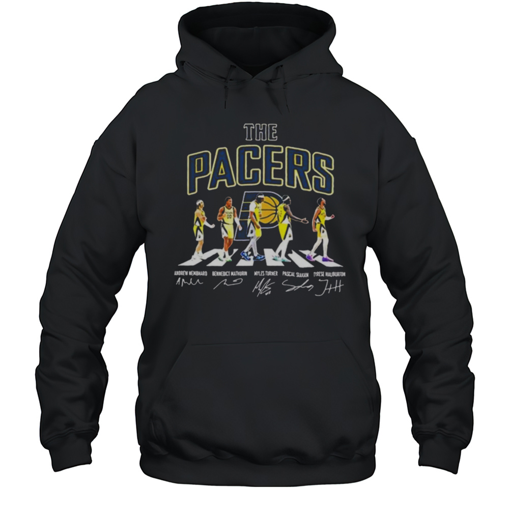 Indiana Pacers Starting 5 Players Walking Road Signatures Shirt Unisex Hoodie