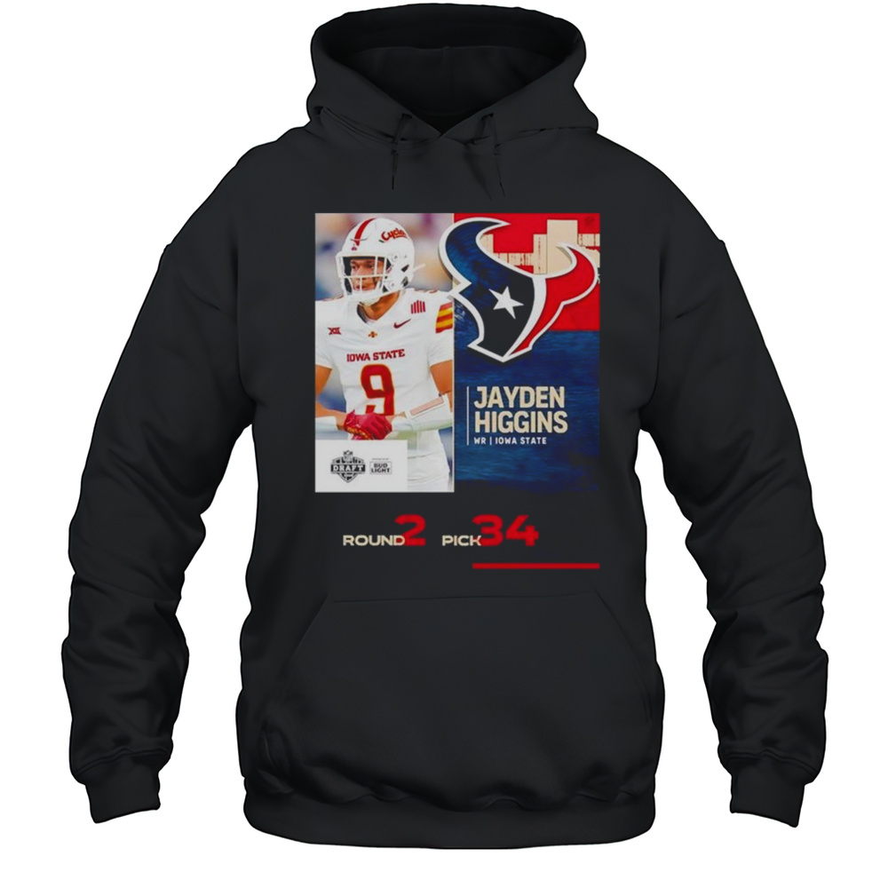 Jayden Higgins Houston Texans 2025 Nfl Draft Poster T-Shirt Unisex Hoodie