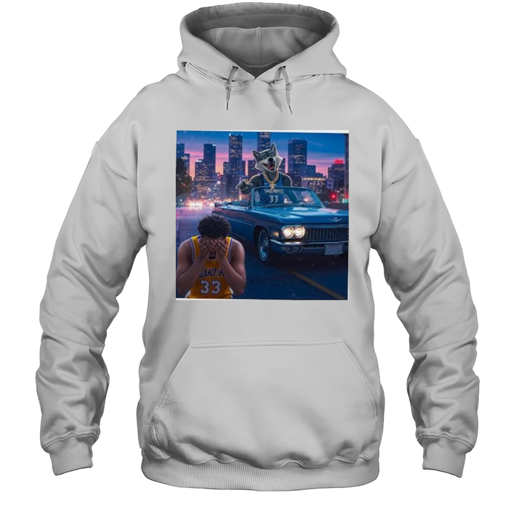 Minnesota Timberwolves Beat Los Angeles Lakers Skyline Mascot Shirt Unisex Hoodie