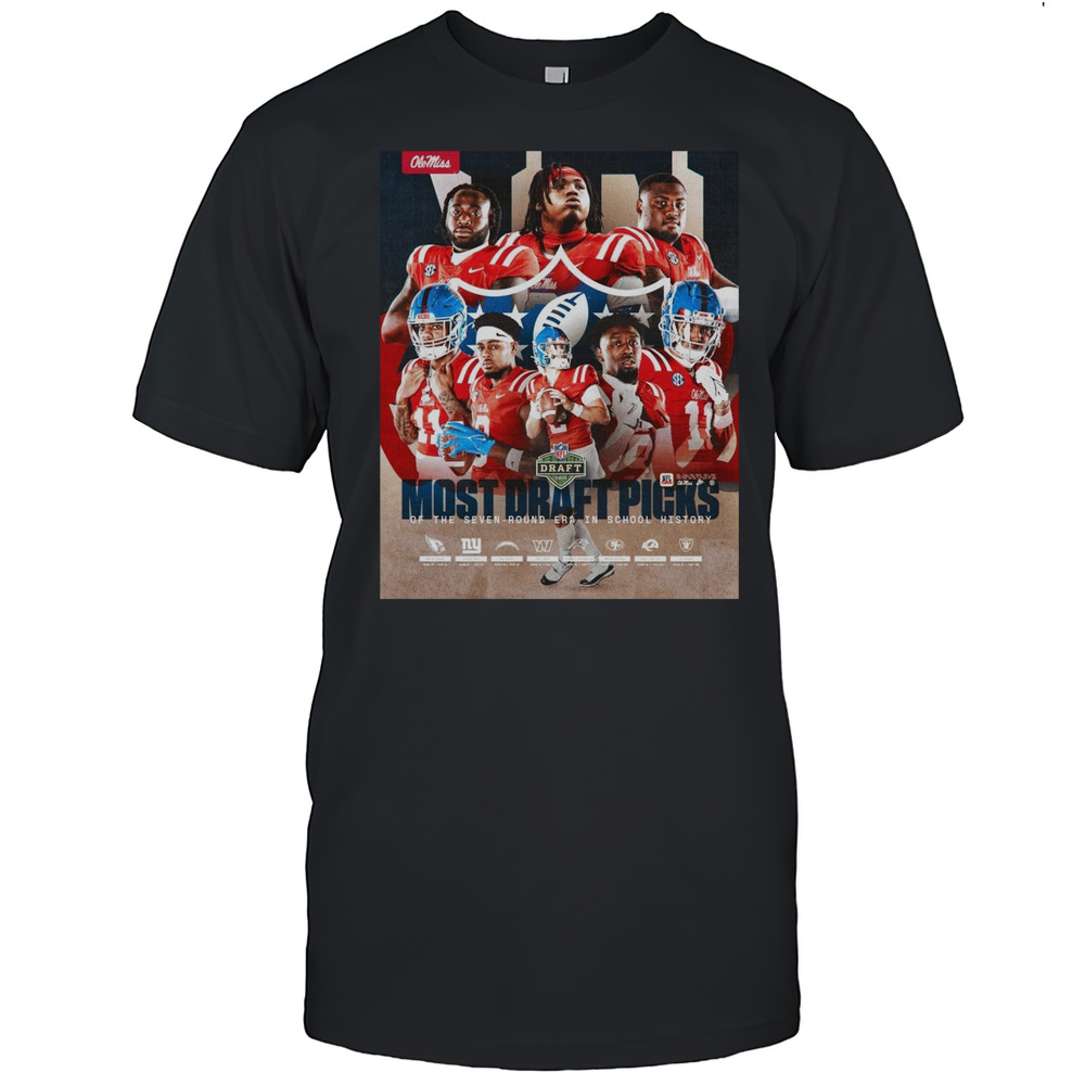 Ole Miss Rebels Football Most Draft Picks Of The Seven-Round Era In School History 2025 NFL Draft Poster T-shirt