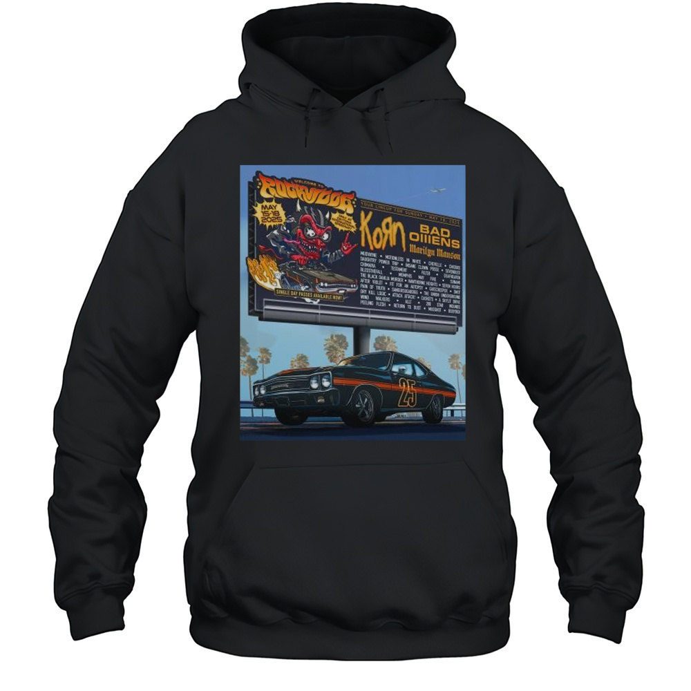 Welcome To Rockville May 15-18 2025 Korn Bad Olliens Marilyn Manson Only At Daytona International Speedway T-shirt Unisex Hoodie
