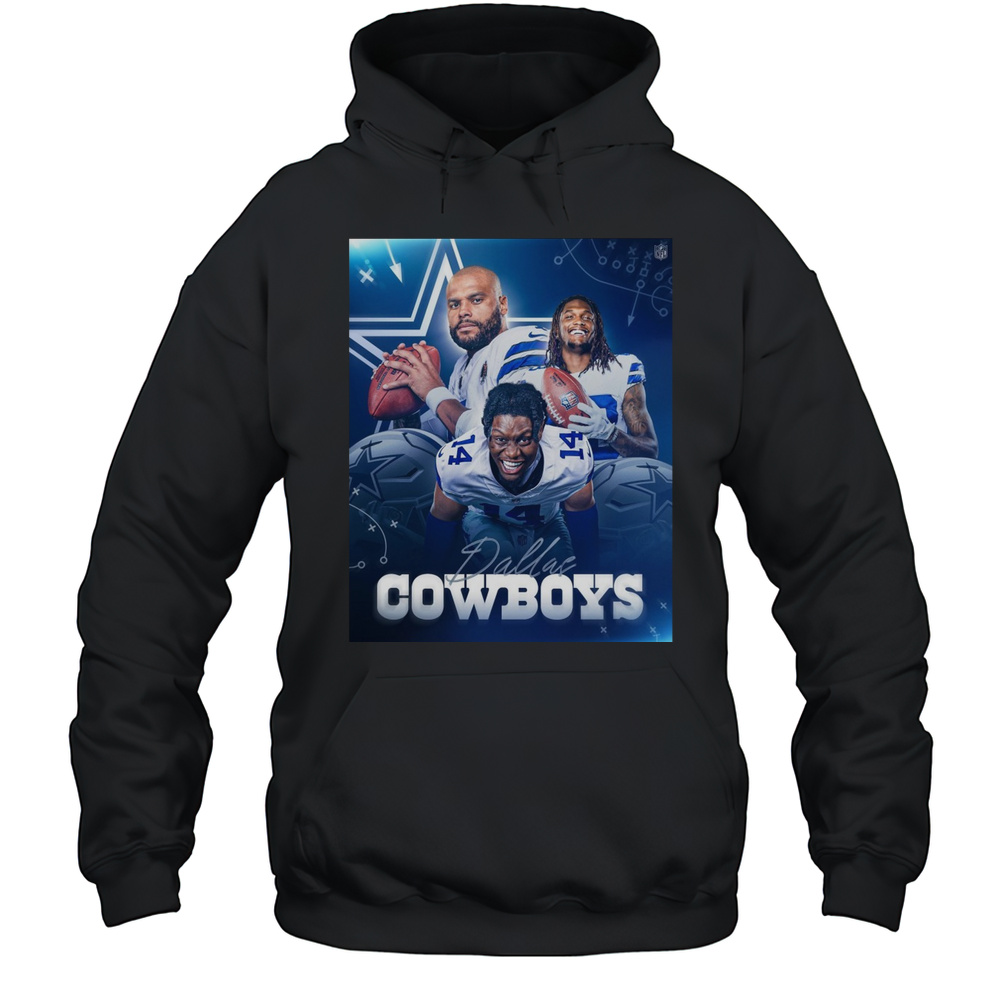 Dallas Cowboy CeeDee Lamb Dak Prescott Theres A New Trio In Dallas Poster T-shirt Unisex Hoodie