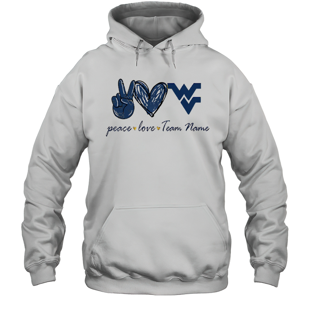 Personalized West Virginia Mountaineers Peace Love Shirt Unisex Hoodie
