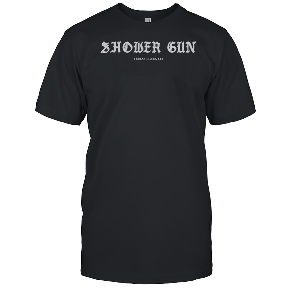 Shower Gun Threat Llama T-shirt
