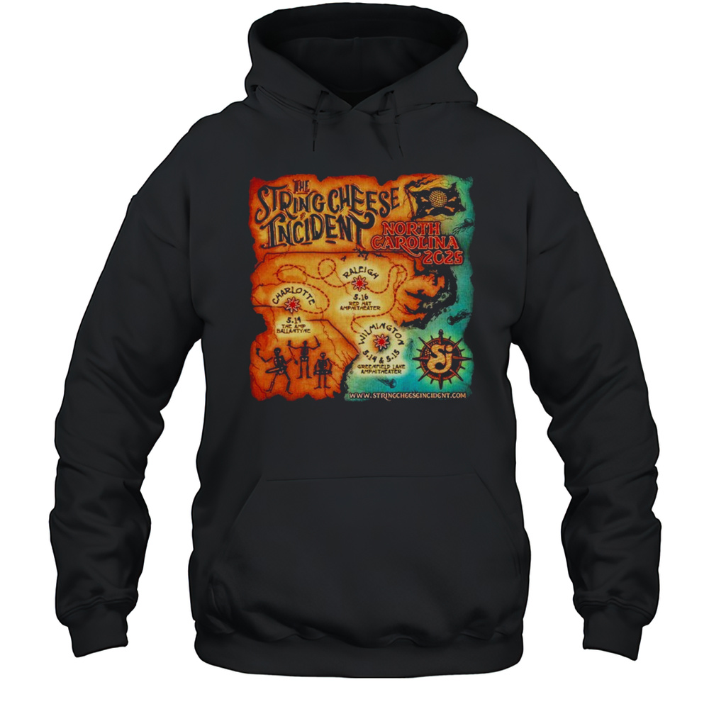 The String Cheese Incident North Carolina 2025 Tour Pirate Map Dates T-shirt Unisex Hoodie