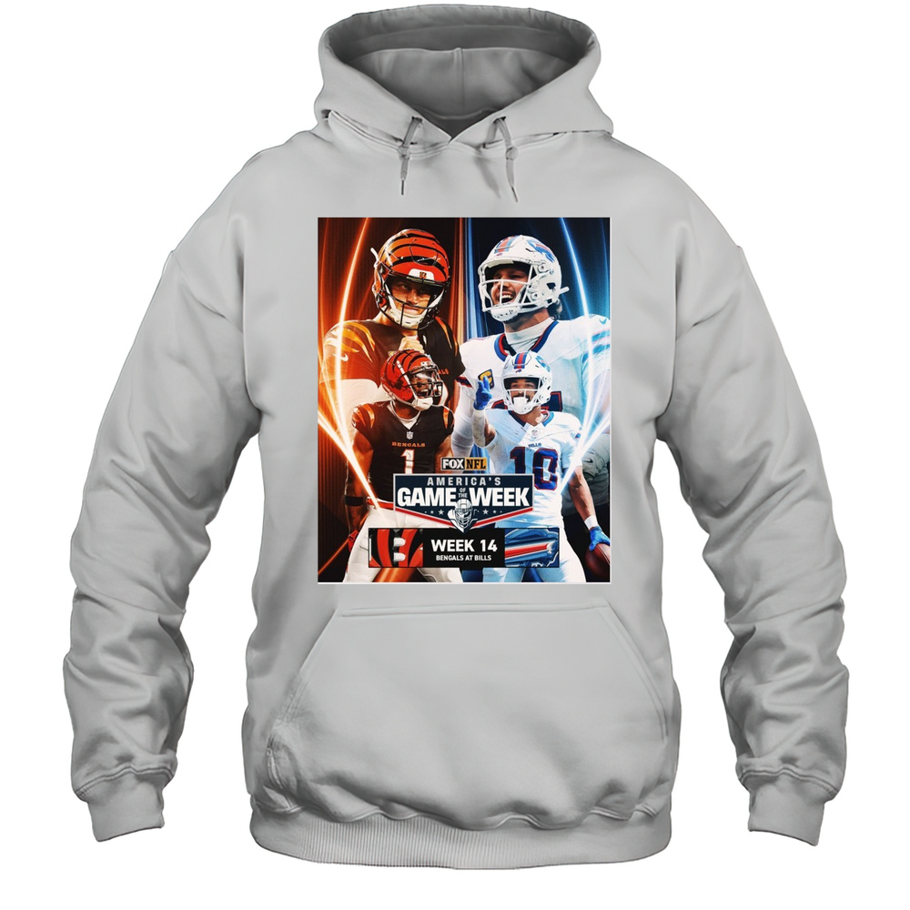 Burrow Cincinnati Bengals Vs Allen Buffalo Bills Game 14 Americas Game Of The Week Poster T-shirt Unisex Hoodie