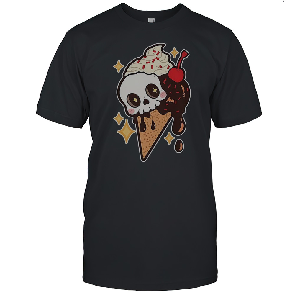 Spooky Summer Treat Ice Cream Skull T-Shirt