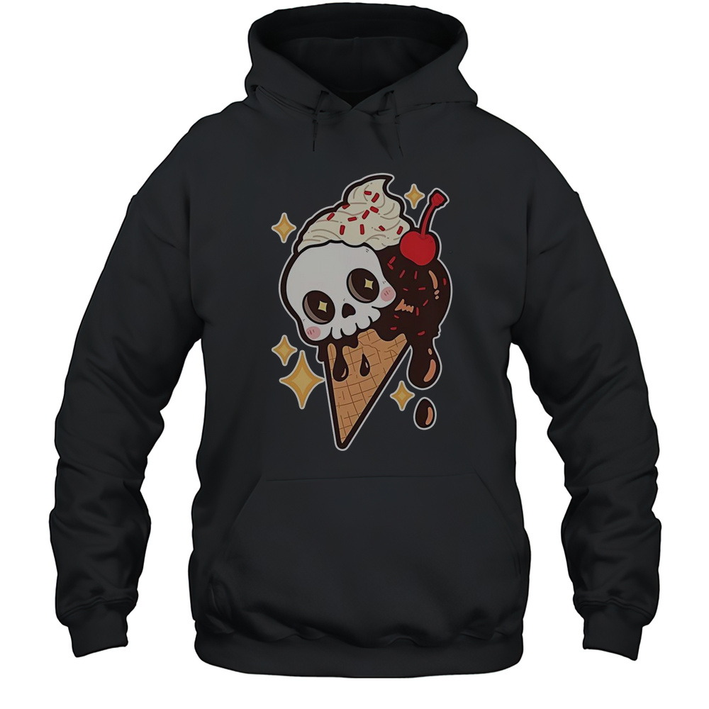 Spooky Summer Treat Ice Cream Skull T-Shirt Unisex Hoodie
