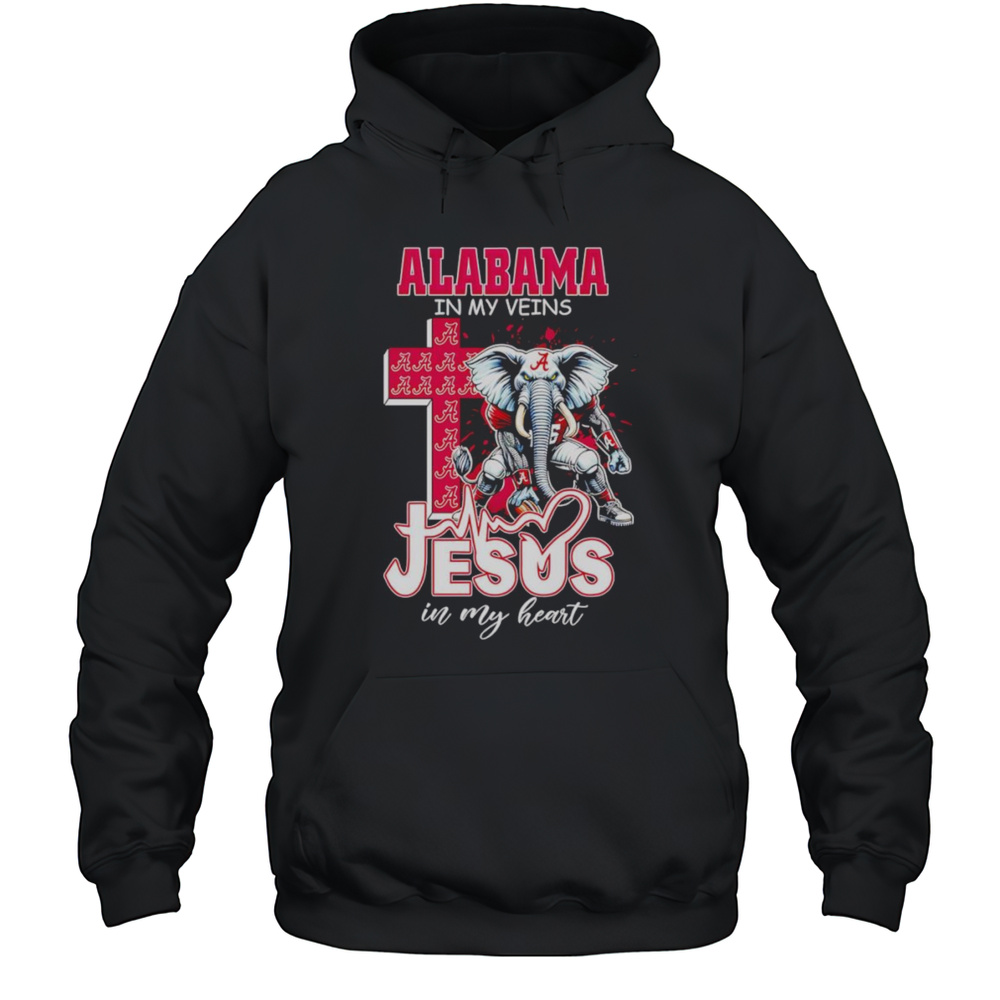 Alabama In My Veins Jesus In My Heart Mascot Shirt Unisex Hoodie