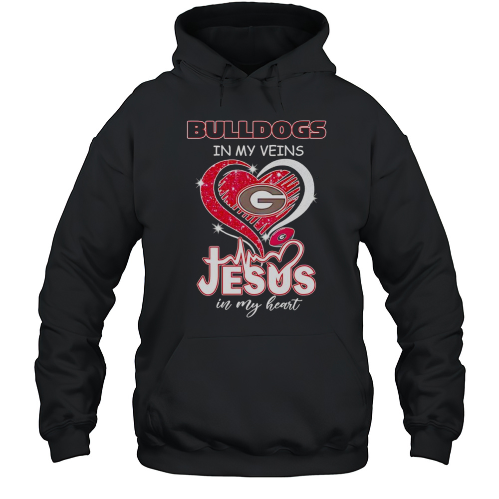 Bulldogs In My Veins Jesus In My Heart Diamond Shirt Unisex Hoodie