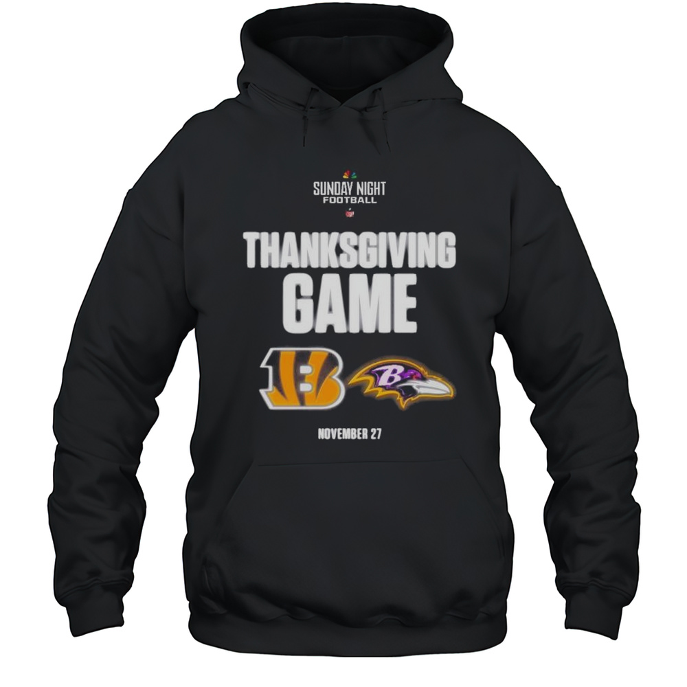 Sunday Night Football NFL Thanksgiving Game Cincinnati Bengals Vs Baltimore Ravens Nov 27 2025 T-shirt Unisex Hoodie