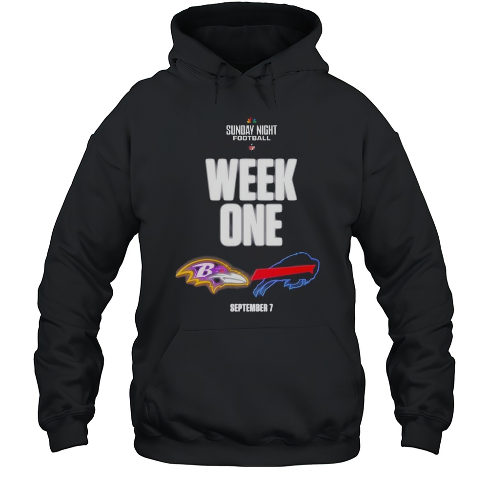 Sunday Night Football NFL Week 1 Baltimore Ravens Vs Buffalo Bills Sept 7 2025 T-shirt Unisex Hoodie