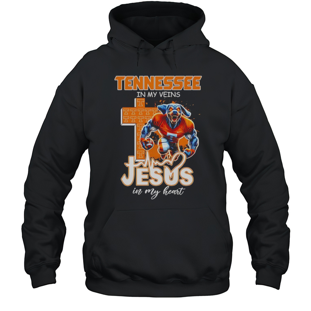 Tennessee In My Veins Jesus In My Heart Mascot Shirt Unisex Hoodie