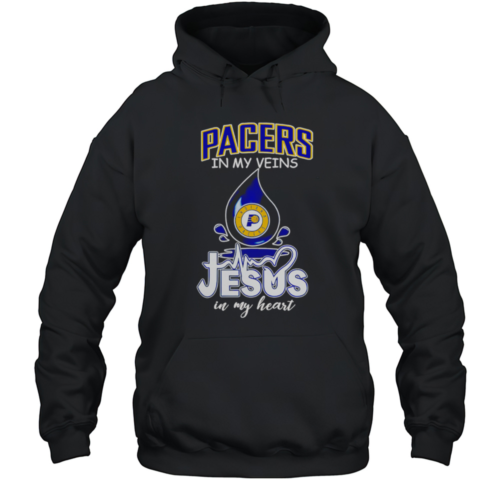 NBA Indiana Pacers In My Veins Jesus In My Heart 2025 Shirt Unisex Hoodie