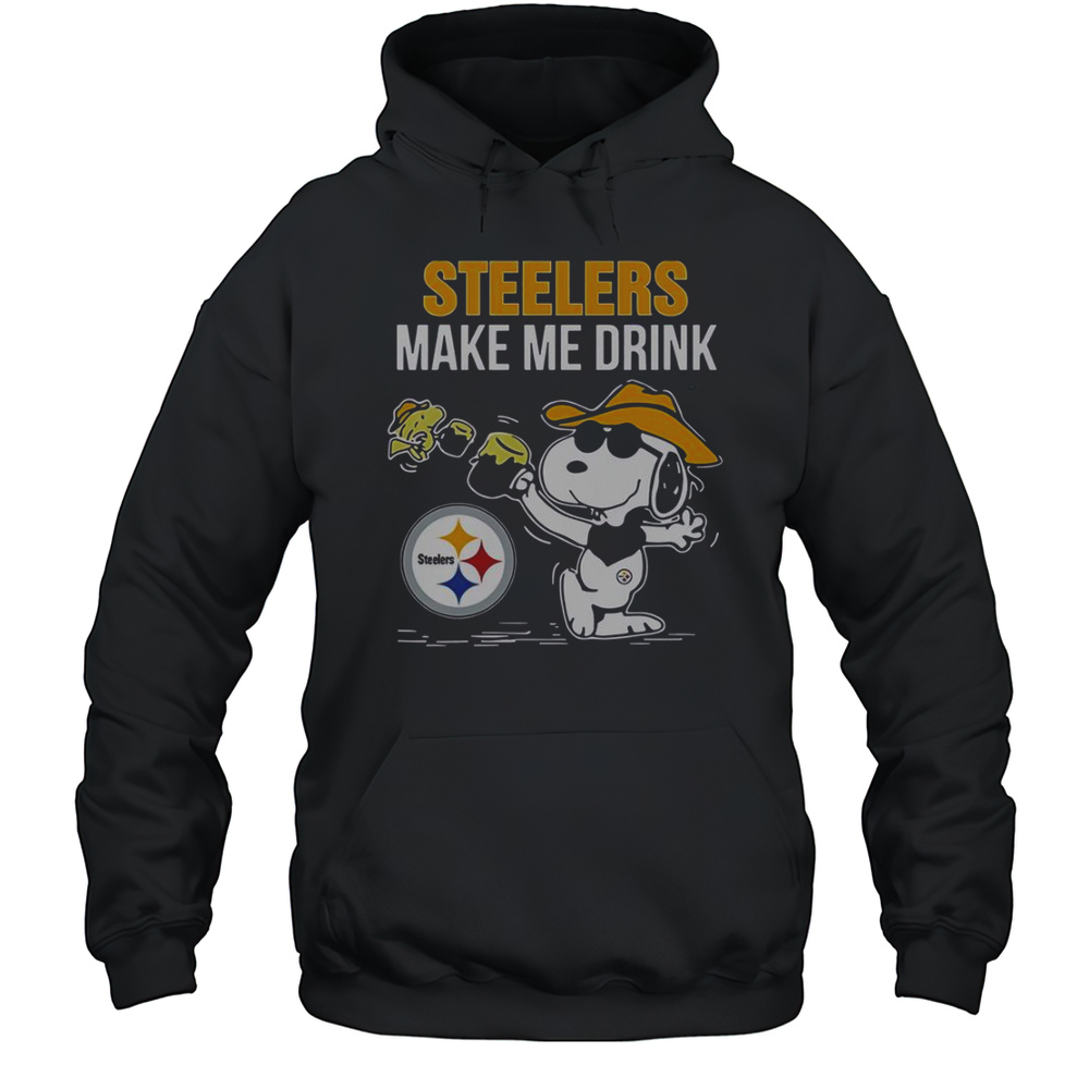 Snoopy And Woodstock Pittsburgh Steelers Make Me Drink T-Shirt Unisex Hoodie