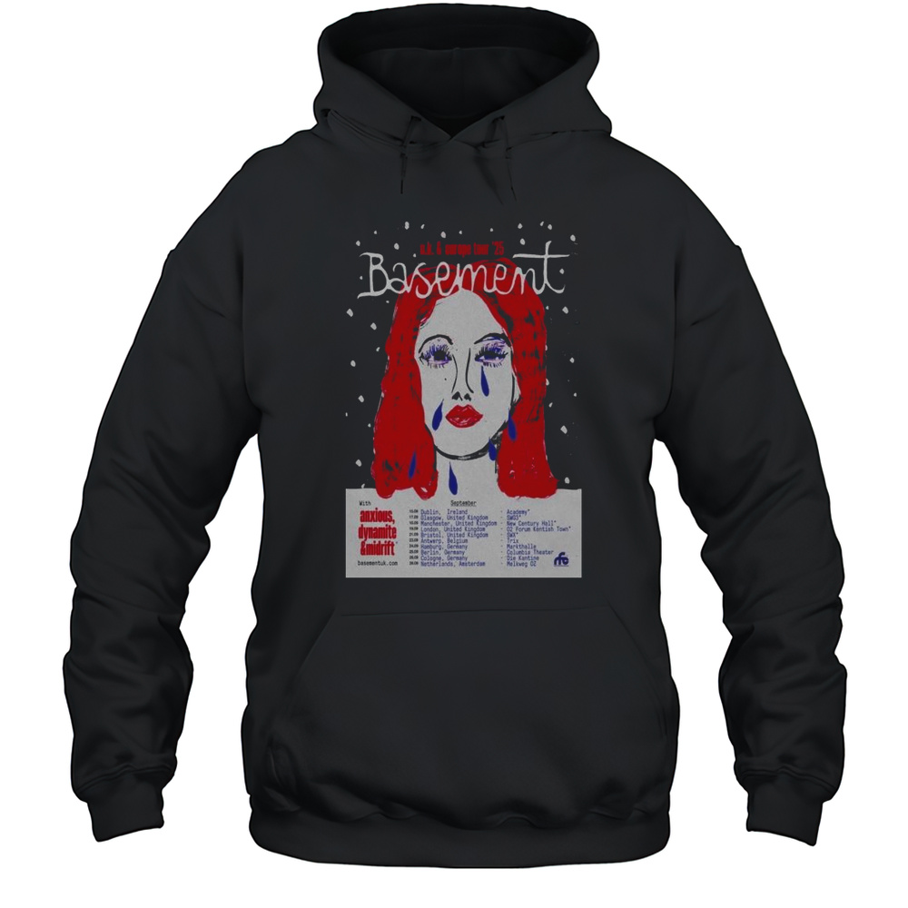 Basement UK  Europe Tour 2025 With Anxious Dynamite  Midriff T-shirt Unisex Hoodie
