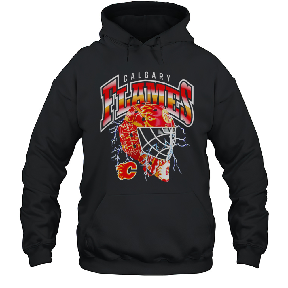 Calgary Flames Crease Lightning Helmet Shirt Unisex Hoodie
