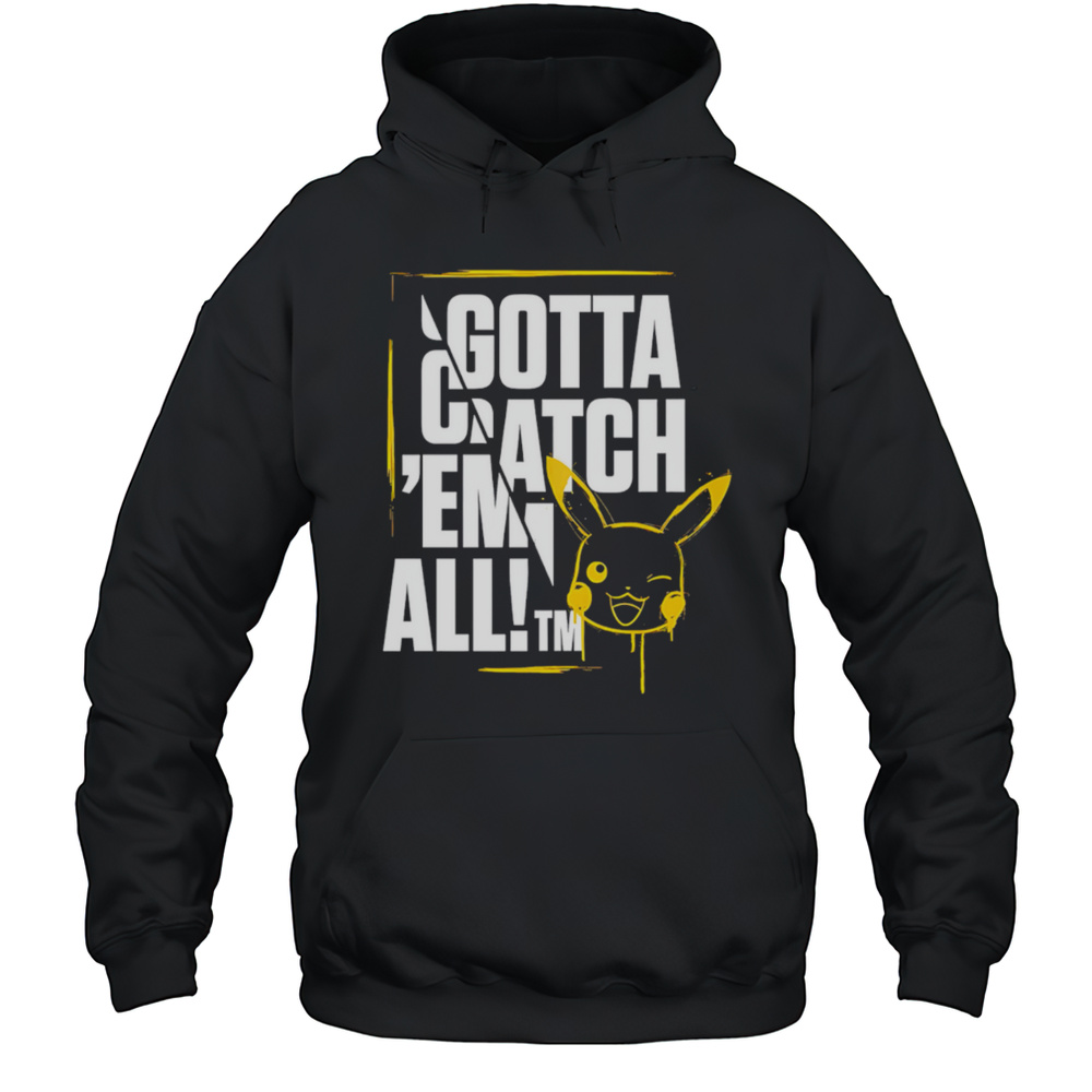 Gotta Catch Em All Pikachu Art Cropped Graphic Shirt Unisex Hoodie