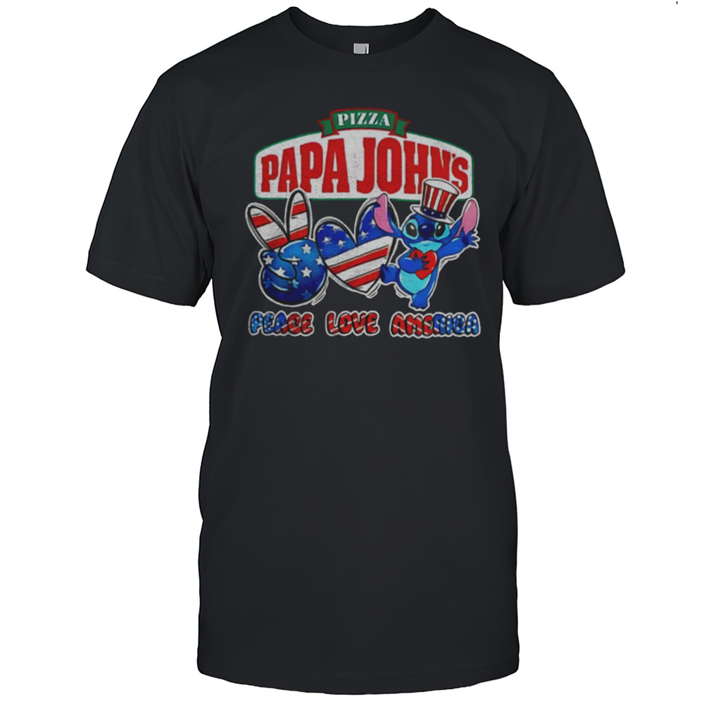 Pizza Papa Johns Stitch Peace Love America Shirt