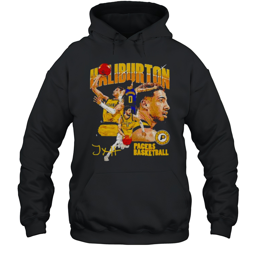 Tyrese Haliburton Indiana Pacers Basketball Signature Collage Shirt Unisex Hoodie