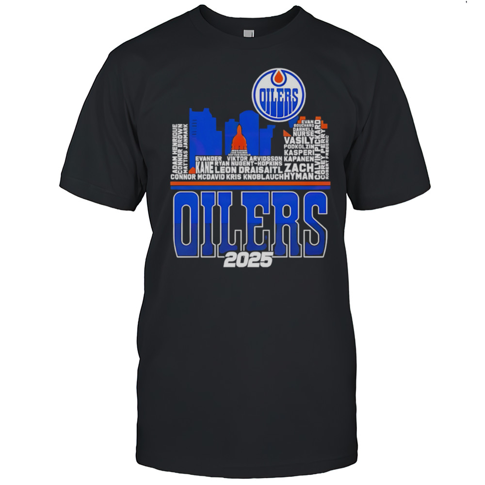 Edmonton Oilers Skyline Players Name 2025 Western Conference Finals Shirt