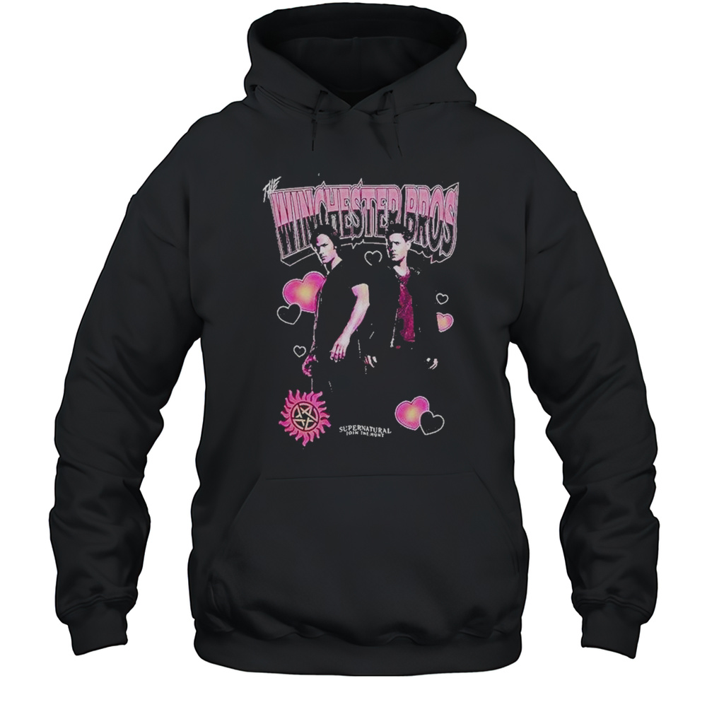 Supernatural Winchester Bros Portrait Hearts Shirt Unisex Hoodie
