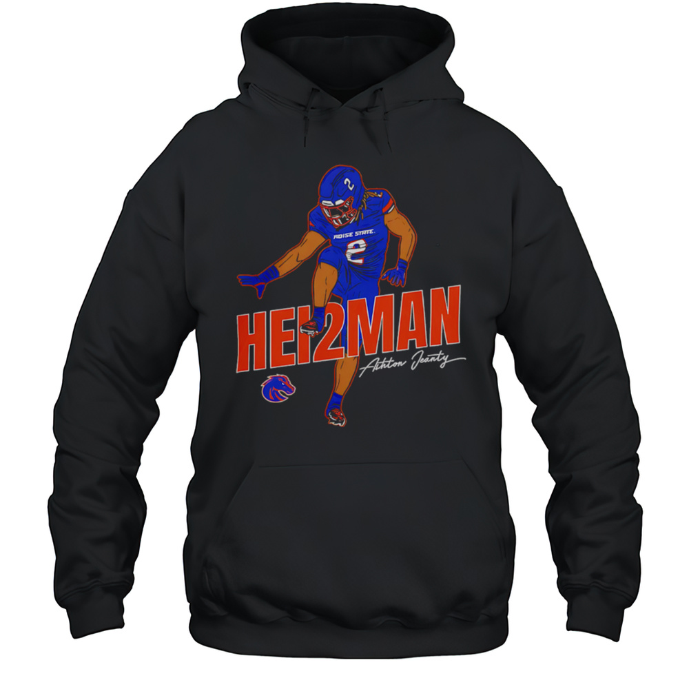 Ashton Jeanty Heisman Boise State Broncos Cartoon Signature Shirt Unisex Hoodie