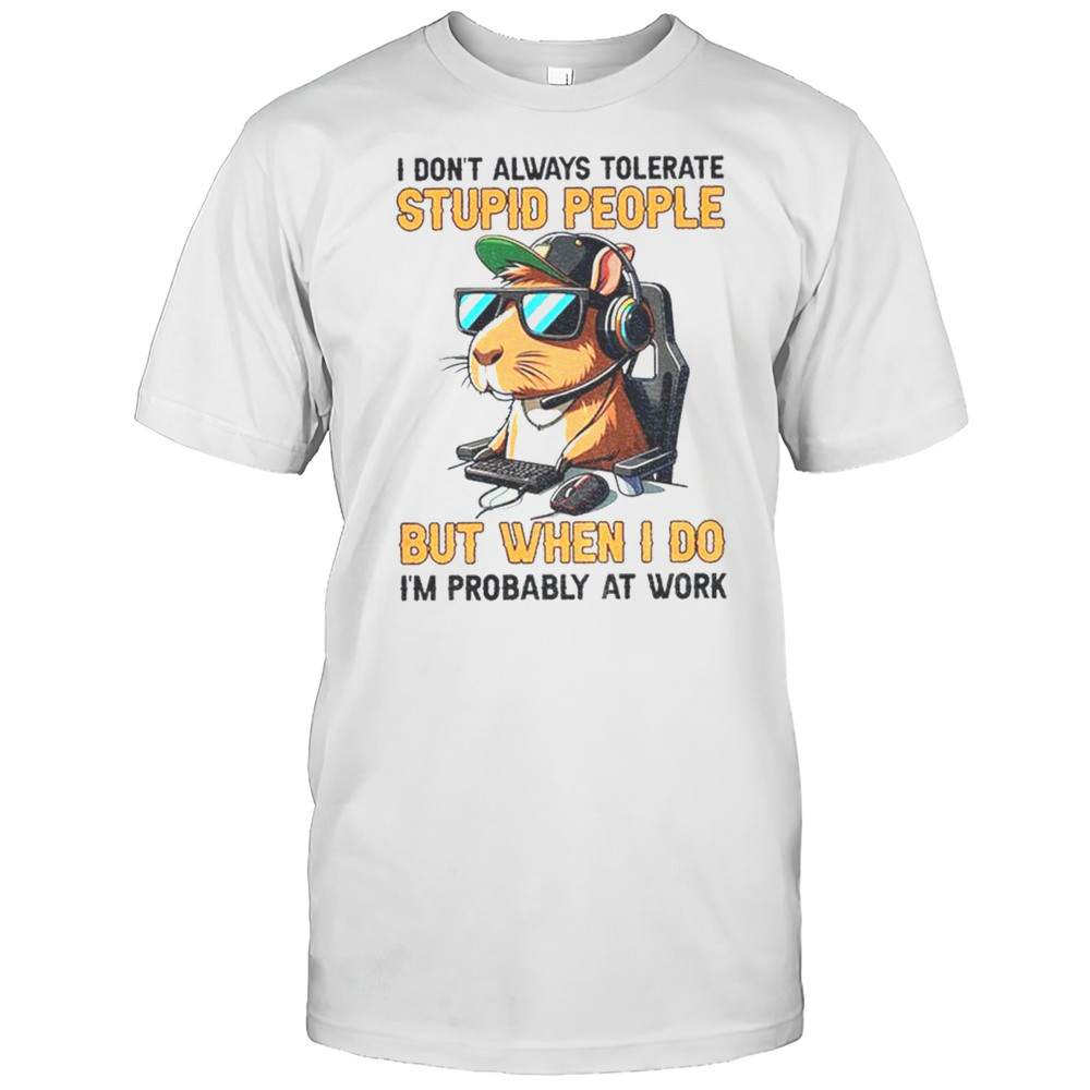 Capybara I Dont Always Tolerate Stupid People But When I Do Im Probably At Work Shirt