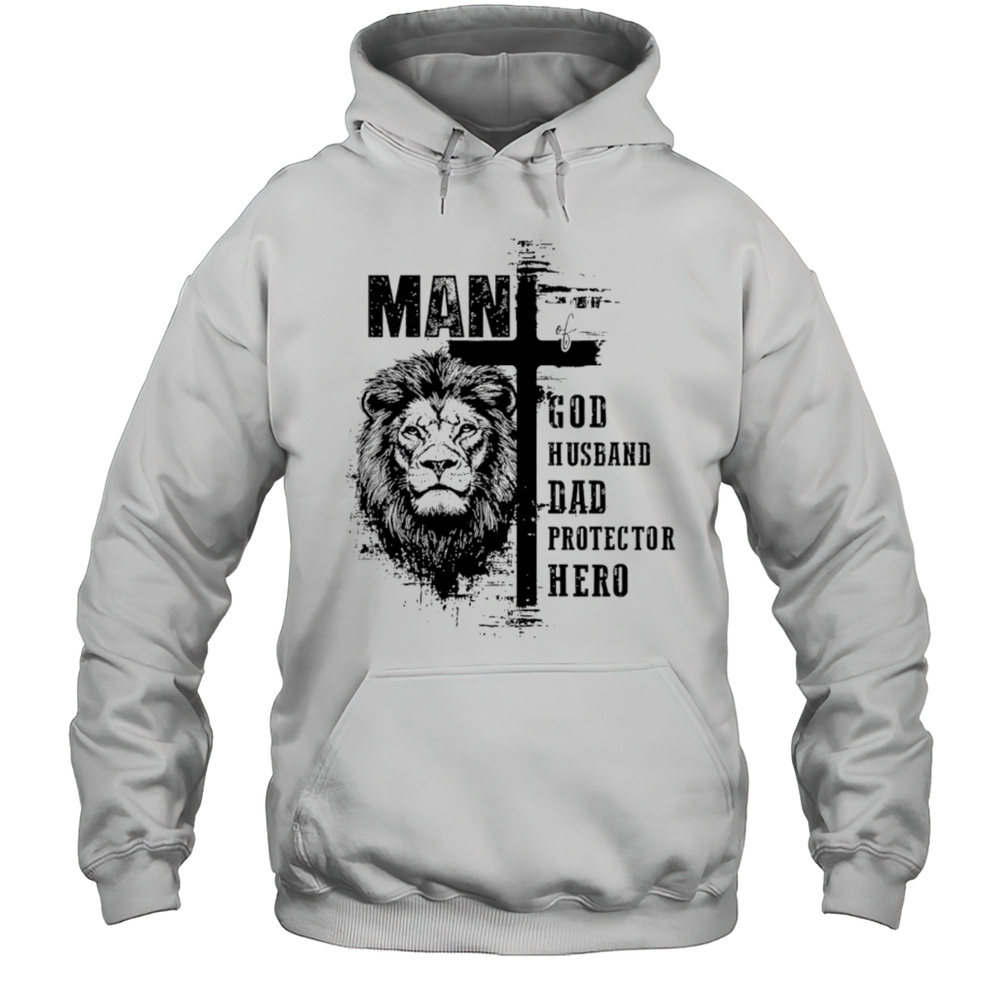 Christian Dad Man Of God Lion Cross Shirt Unisex Hoodie