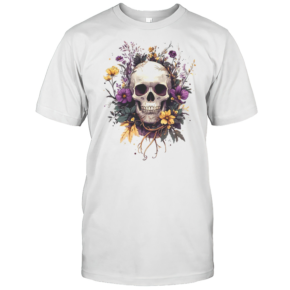 Cottagecore Aesthetic Skull Mushroom Collector Floral Goth Shirt