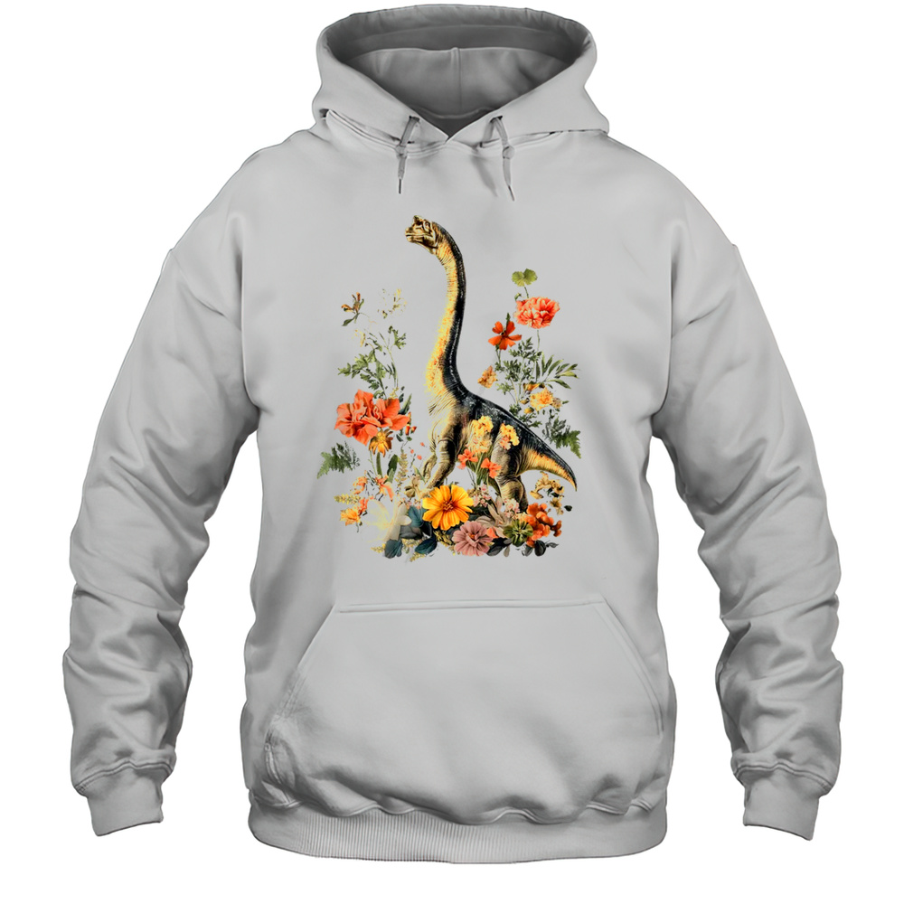 Cottagecore Trex Dinosaur Flower Botanical Vintage Shirt Unisex Hoodie