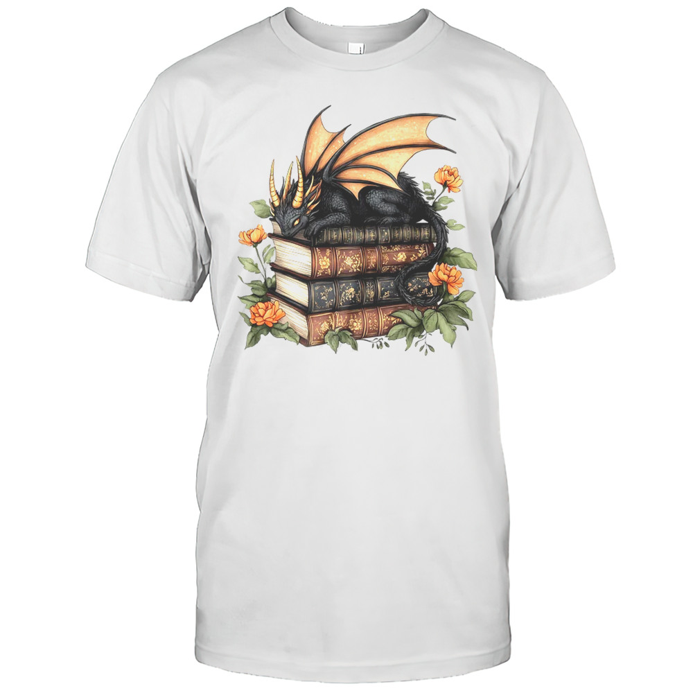 Dragon Books Cottagecore Flower Bookworm Book Lover Shirt