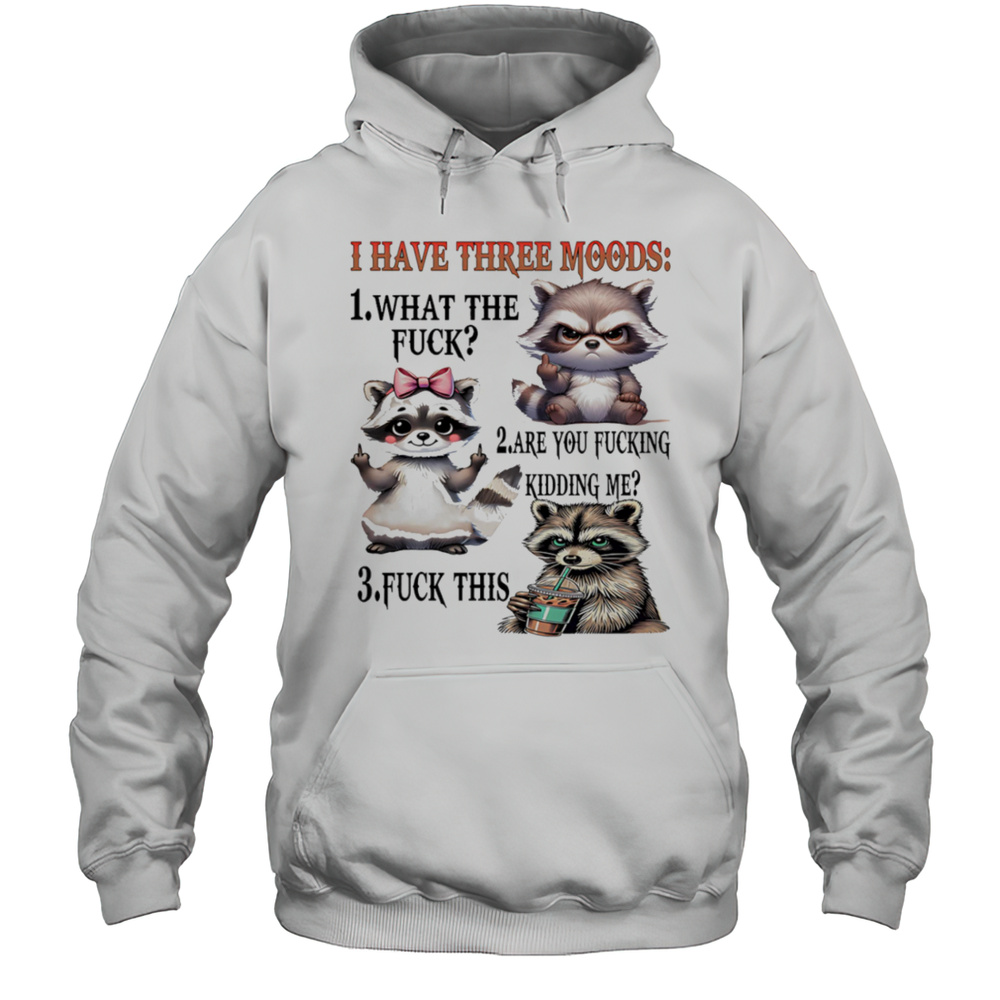 Raccoon I Have Three Moods What The Fuck Are You Fucking Kidding Me Fuck This Shirt Unisex Hoodie